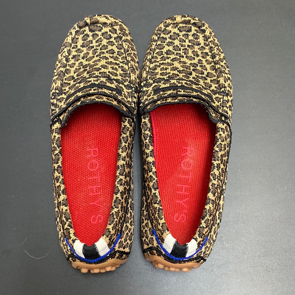 Rothy's Leopard Print Flats with Red Insoles